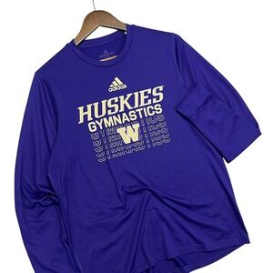 Adidas Washington Huskies Gymnastics Long Sleeve Shirt Mens Medium Purple NCAA